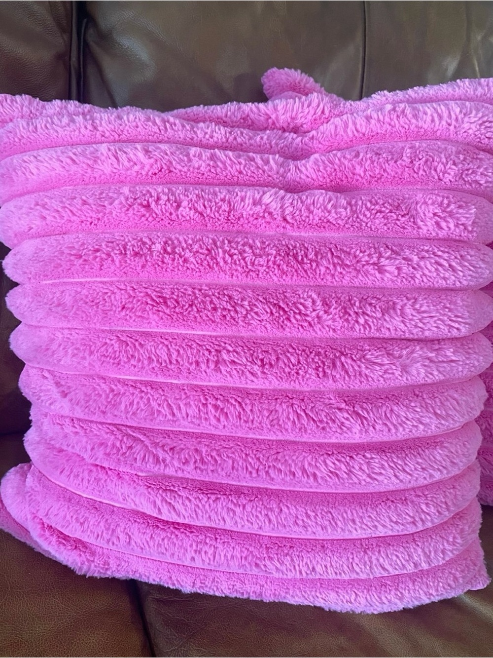 Amazon Pink Ribbed Plush Throw Pillow Covers - Picture 2 of 3